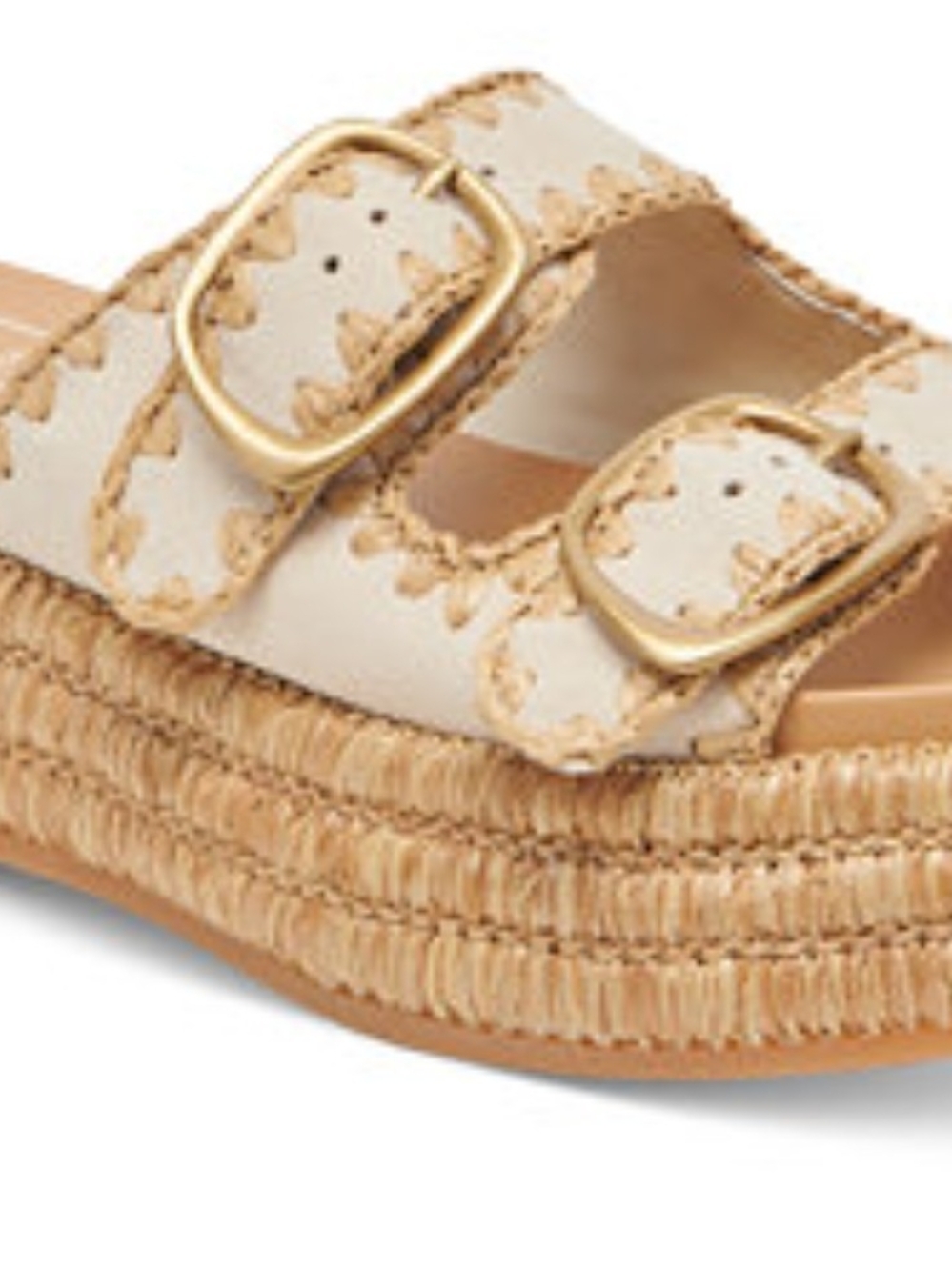 MiiM White Faux Leather Women's Platform Slide Sandals Size 8 - Picture 1 of 6